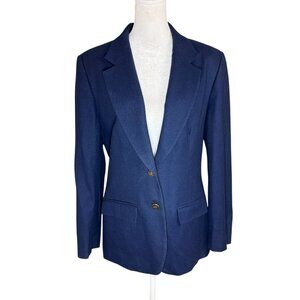 Vintage Women's 8 Pendleton 2 Button Blazer Jacket 100% Wool Lined Navy Blue